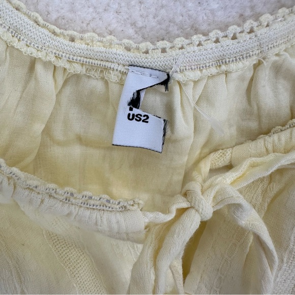 Babydoll Princess Polly Tie Up Butter Yellow Top with Feminine Sleeves - Picture 3 of 6